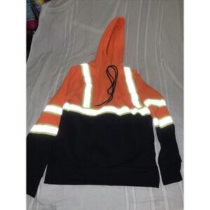 BRONZE EAGLE FLUORESCENT ORANGE SAFETY FLEECE HOODIE SZ MENS M